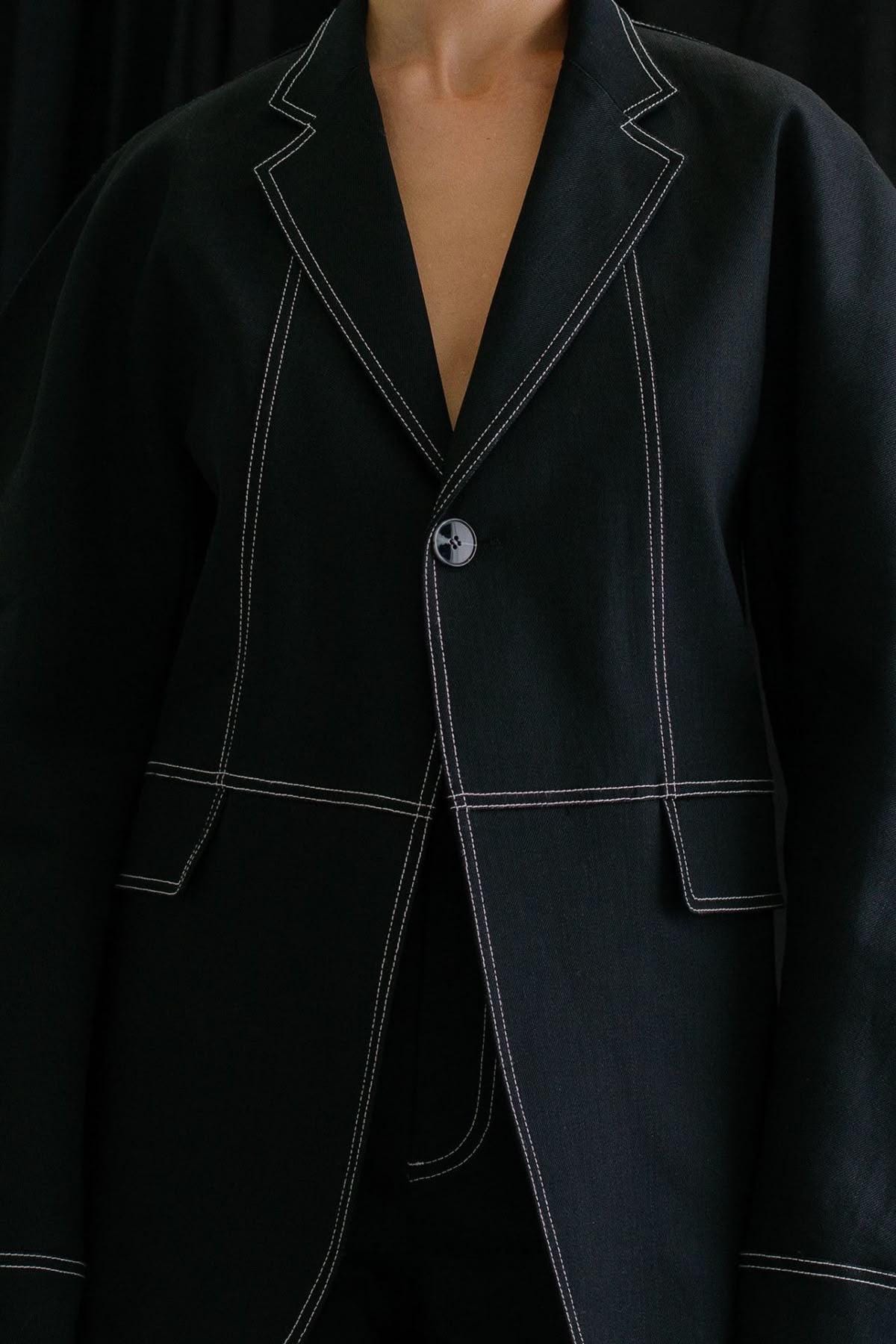 Black Italian Denim Fabric: 100% Cotton, 13 oz - 64.96" Wide