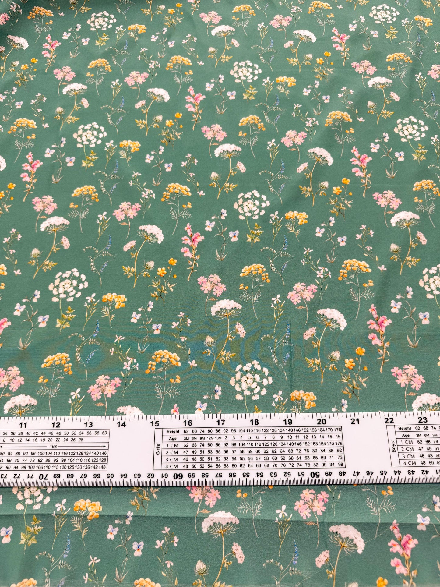 Floral Silk Satin Fabric: Sage Green Italian Designer Dressmaking